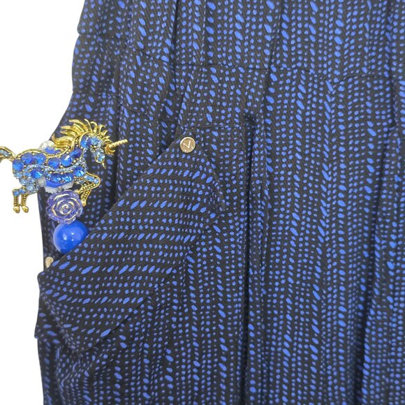 Marciano Blue Pinstriped Halter-neck Jumpsuit Deep V-neck Pockets Size Small - Picture 8 of 9